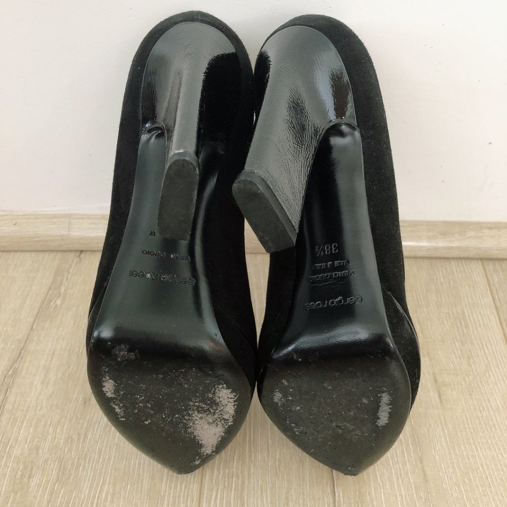 SERGIO ROSSI Black Suede Patent Leather Pumps 38.5 - Picture 9 of 12